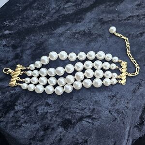 Beautiful Ladies Faux Pearl and Goldtone Bracelet. 4 Strands of Pearls